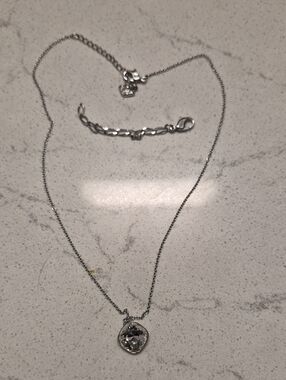 Silver-Tone Swarovski Crystal Drop Necklace